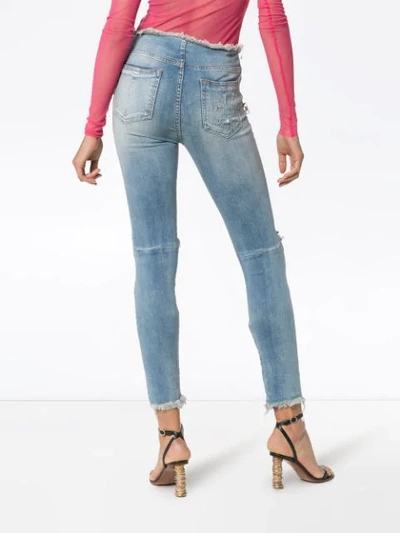 Shop Ben Taverniti Unravel Project Skinny Stonewash Ripped Skinny Jeans In Blue