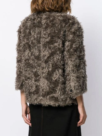 Shop Prada 1990's  Faux-fur Coat In Grey