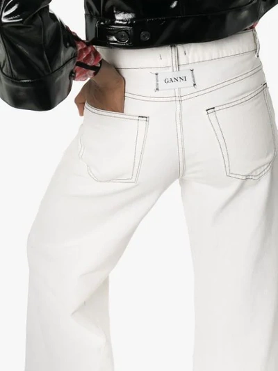 Shop Ganni Wide-leg Denim Jeans In White
