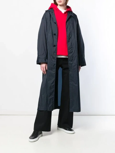 Shop Mackintosh Navy Nylon Oversized Coat Lm-100b In Blue