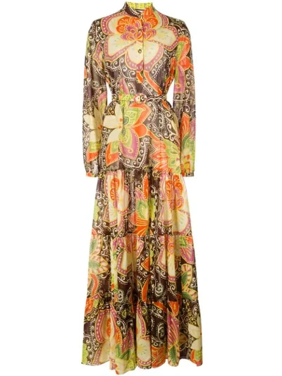 Shop Gucci Floral Print Maxi Dress In Multicolour