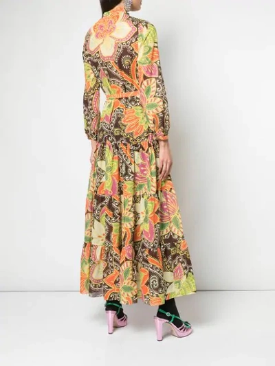 Shop Gucci Floral Print Maxi Dress In Multicolour