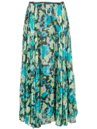 Shop Jason Wu Collection Patterned Pleated Skirt In Green