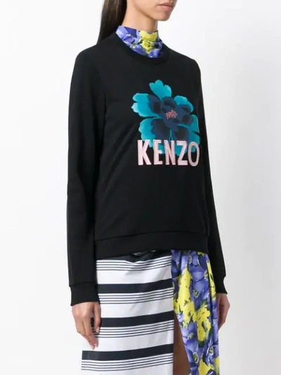 Shop Kenzo Floral Motif Sweatshirt In Black