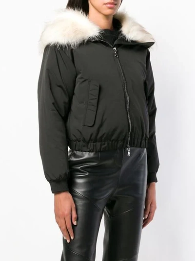 Shop Emporio Armani Padded Faux Fur Hooded Jacket In Black