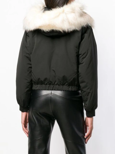 Shop Emporio Armani Padded Faux Fur Hooded Jacket In Black
