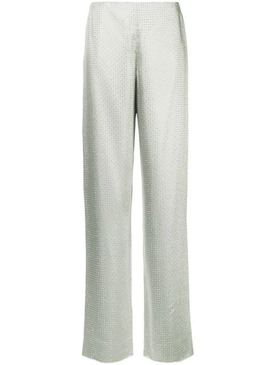 RALPH LAUREN COLLECTION CRYSTAL EMBELLISHED STRAIGHT TROUSERS - 金属色