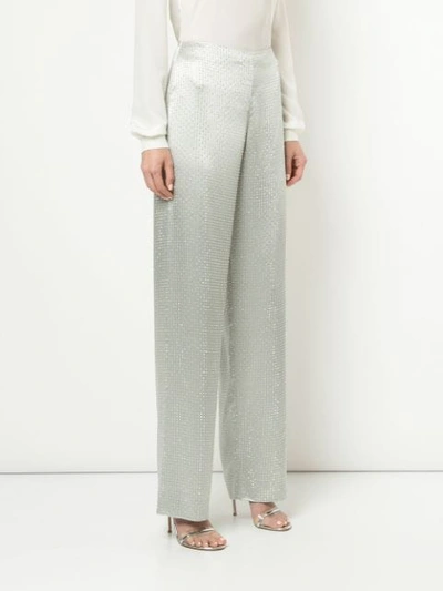 RALPH LAUREN COLLECTION CRYSTAL EMBELLISHED STRAIGHT TROUSERS - 金属色