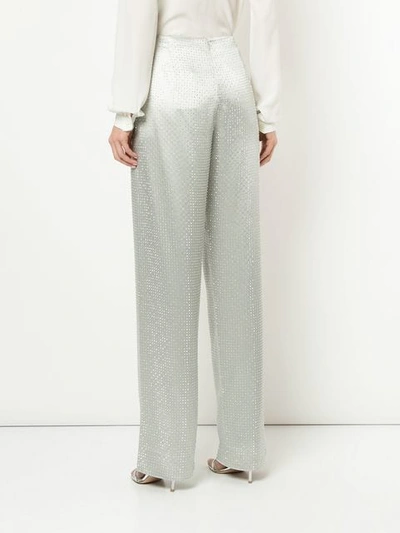 RALPH LAUREN COLLECTION CRYSTAL EMBELLISHED STRAIGHT TROUSERS - 金属色