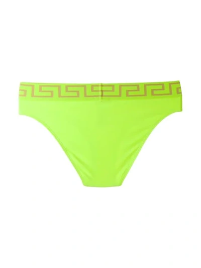 Shop Versace Greek Key Print Briefs - Green