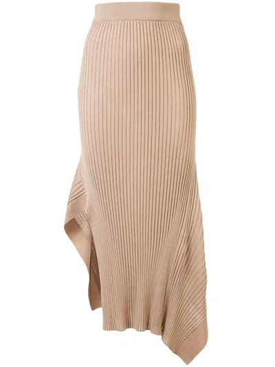 Shop Stella Mccartney Ribbed Knit Skirt - Neutrals