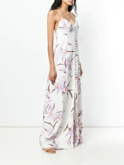 Shop Zimmermann Long Floral Print Dress In White