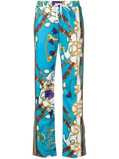 Shop P.a.r.o.s.h Printed Trousers In Blue