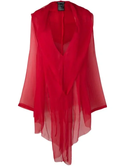 Shop Ann Demeulemeester Sheer Short Dress - Red