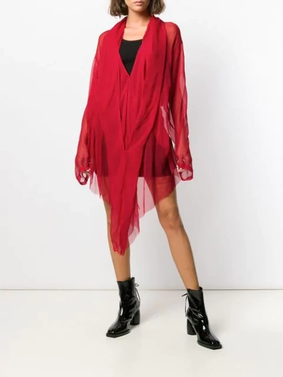 Shop Ann Demeulemeester Sheer Short Dress - Red