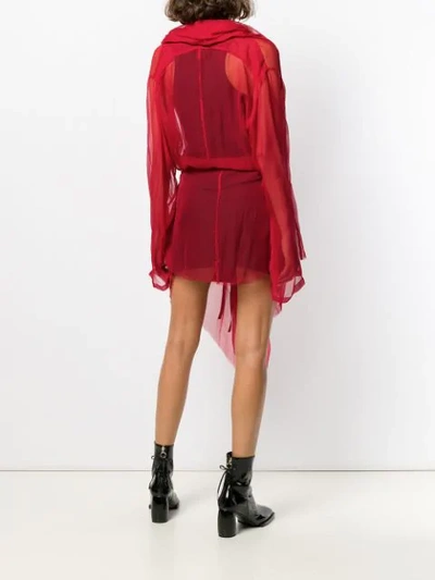 Shop Ann Demeulemeester Sheer Short Dress - Red