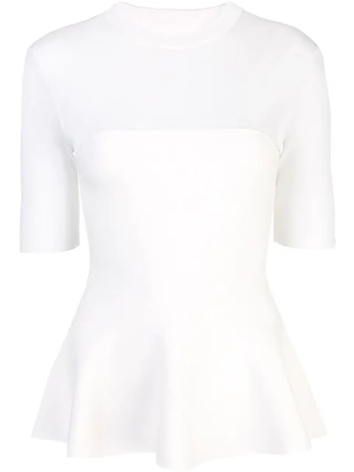 Shop Proenza Schouler Matte Viscose Peplum Knit Top In White