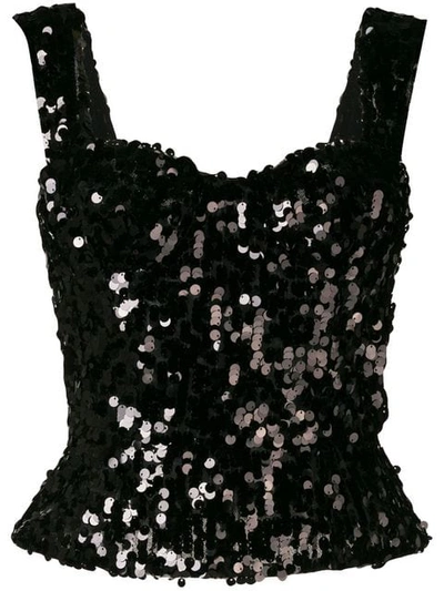 Shop Dolce & Gabbana Sequined Top In Black