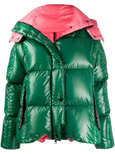 Shop Moncler Parana Hooded Coat In 854 Green