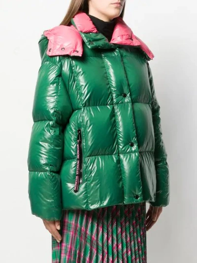 Shop Moncler Parana Hooded Coat In 854 Green