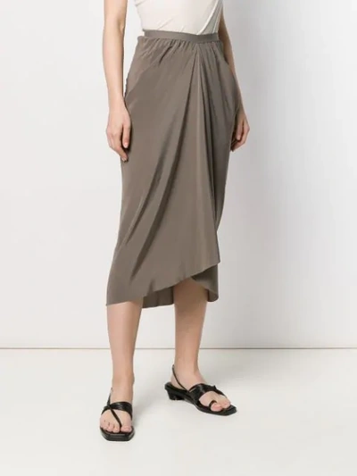 RICK OWENS GATHERED SKIRT - 灰色