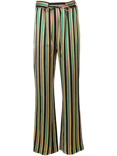Shop Pinko Striped Flare Trousers In Black
