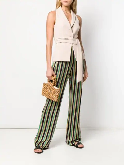 Shop Pinko Striped Flare Trousers In Black