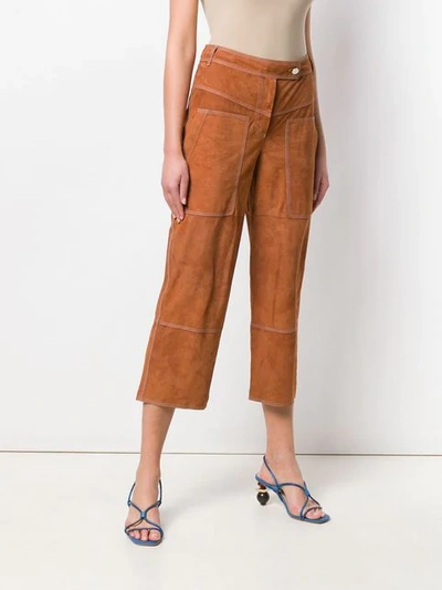 Shop Desa 1972 Suede Cropped Trousers In Brown