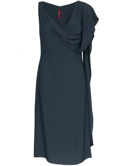 Shop Sies Marjan Etta Marocain Silk Drape Dress In Blue