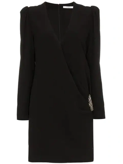 Shop Givenchy Silk Wrap Dress With Side Embellishment In Black