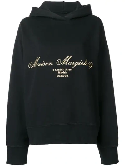 Shop Mm6 Maison Margiela Ribbon Drawstring Hoodie - Black