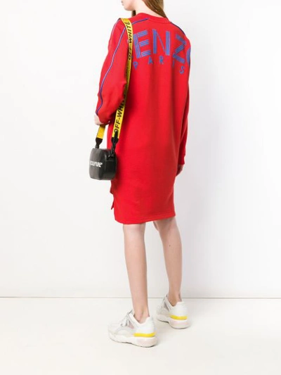 Shop Kenzo Short Sweatshirt Dress - Red