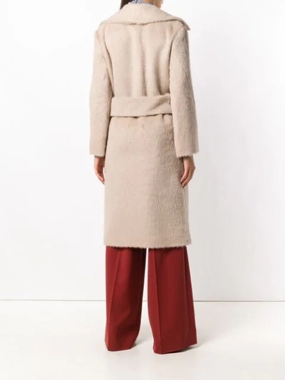 Shop Agnona Belted Coat - Neutrals