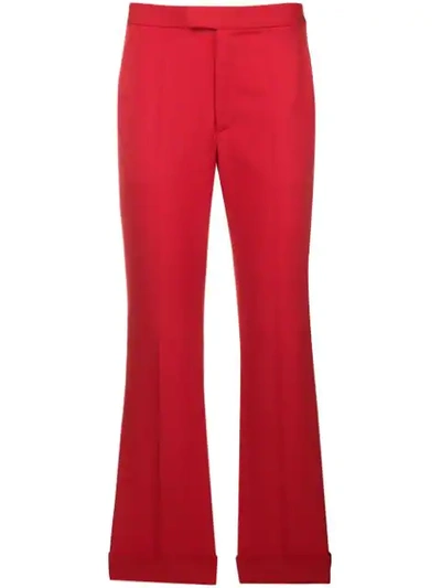 Shop Maison Margiela Cropped Tailored Trousers In Red