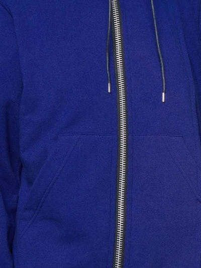 Shop Sacai Asymmetric Zip Front Hoodie In Blue