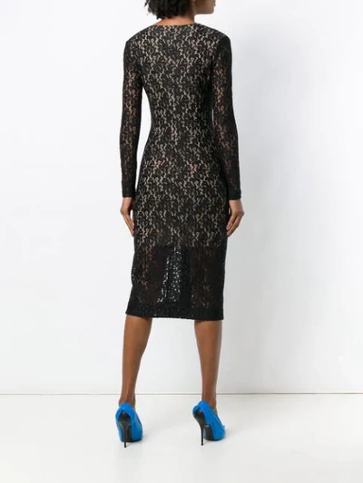 Shop Stella Mccartney Lace Fitted Midi Dress In Black