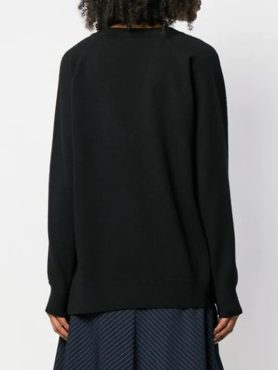 Shop Givenchy Oversized Zip-side V-neck Jumper In Black