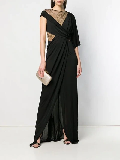 Shop Versace Wrap Style Evening Dress In Black