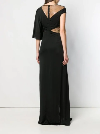 Shop Versace Wrap Style Evening Dress In Black