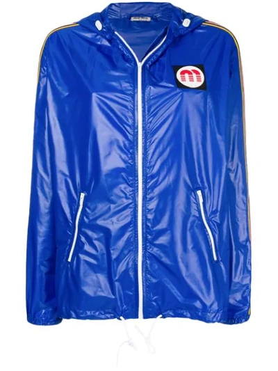 Shop Miu Miu Windbreaker Jacket In Blue