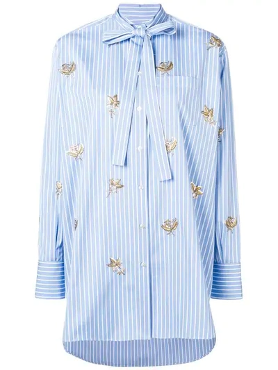 VALENTINO EMBROIDERED FLORAL DETAIL SHIRT - 蓝色