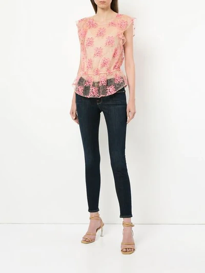 Shop Manning Cartell Sheer Patterned Top In Pink