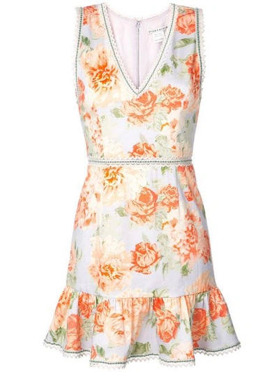 Shop Alice And Olivia Kirean Floral Print Dress In Orange