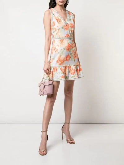 Shop Alice And Olivia Kirean Floral Print Dress In Orange