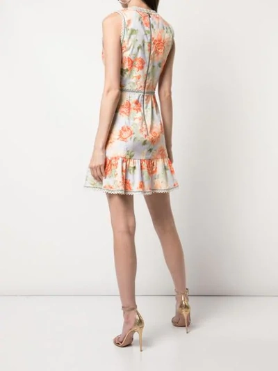 Shop Alice And Olivia Kirean Floral Print Dress In Orange
