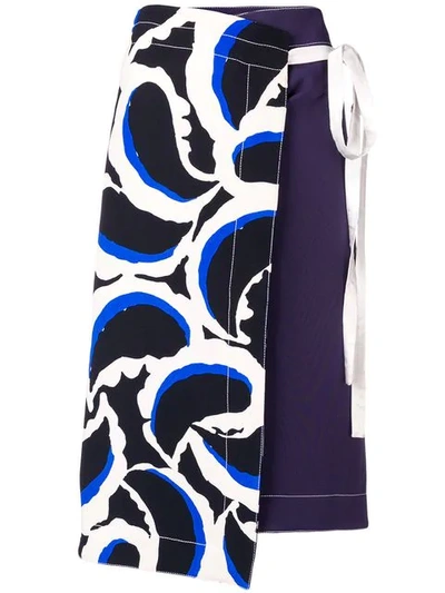 Shop Marni Layered Skirt In Blue