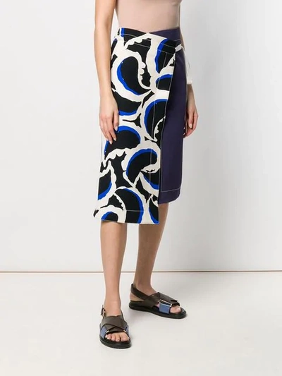 Shop Marni Layered Skirt In Blue