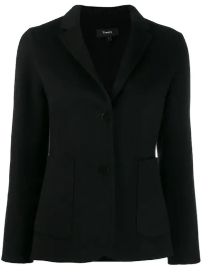 Shop Theory Single-breasted Fitted Blazer In Black
