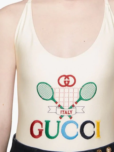 Shop Gucci Tennis Swimsuit In White