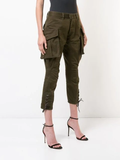 Shop Dsquared2 Cropped Cargo Trousers In Green